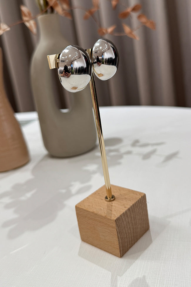 Orecchini bottone maxi argento - Calibro Shop