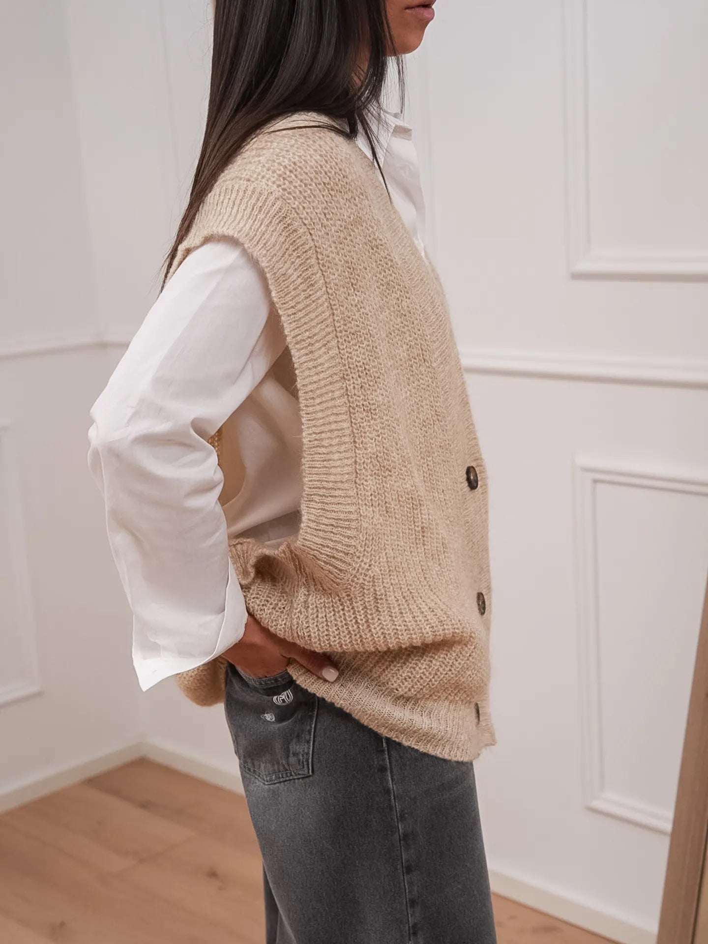 Gilet over naturale tre bottoni - Vicolo