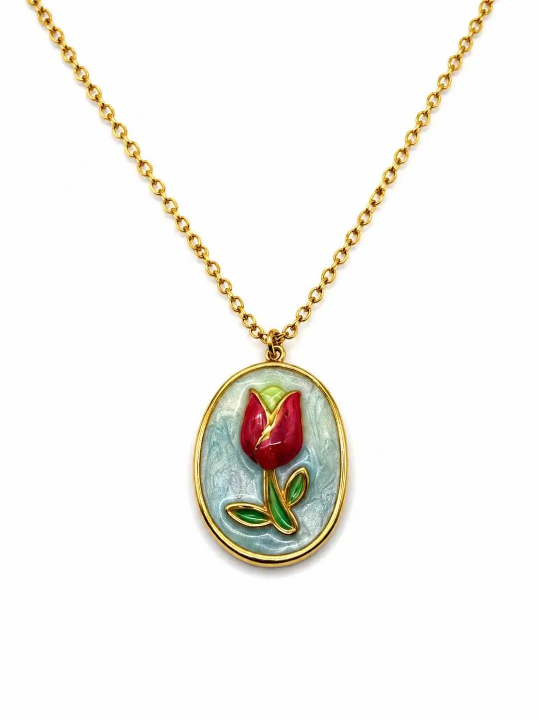 Collana Tulip smaltata celeste - Calibro Shop