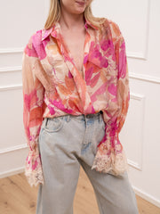 Camicia Flora burro, pesca e rosa - HaveOne