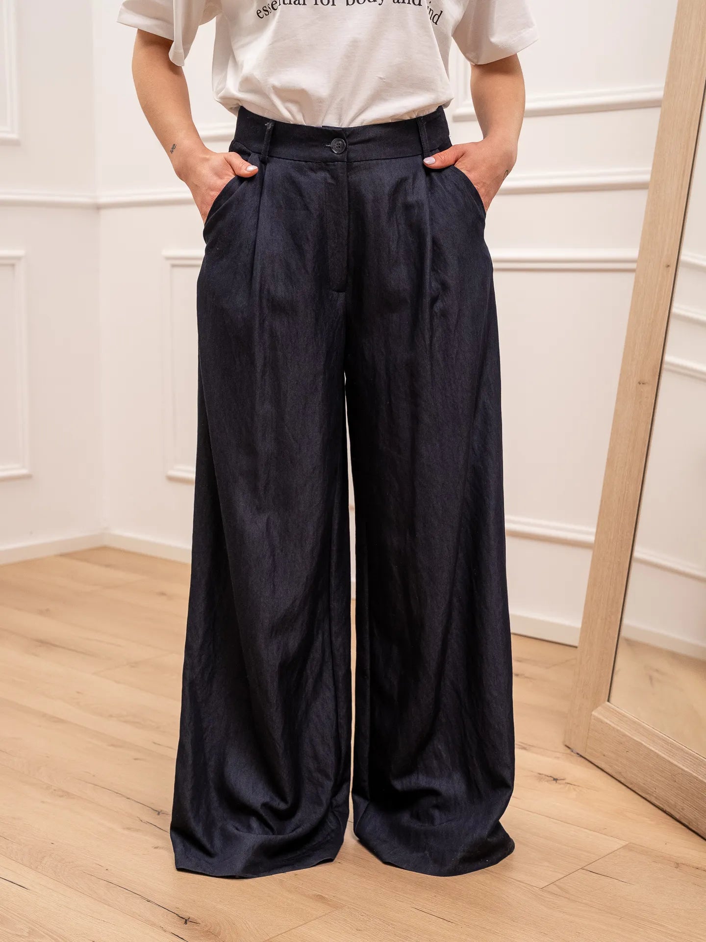Pantaloni palazzo Gallery in chambray blu - You Decide