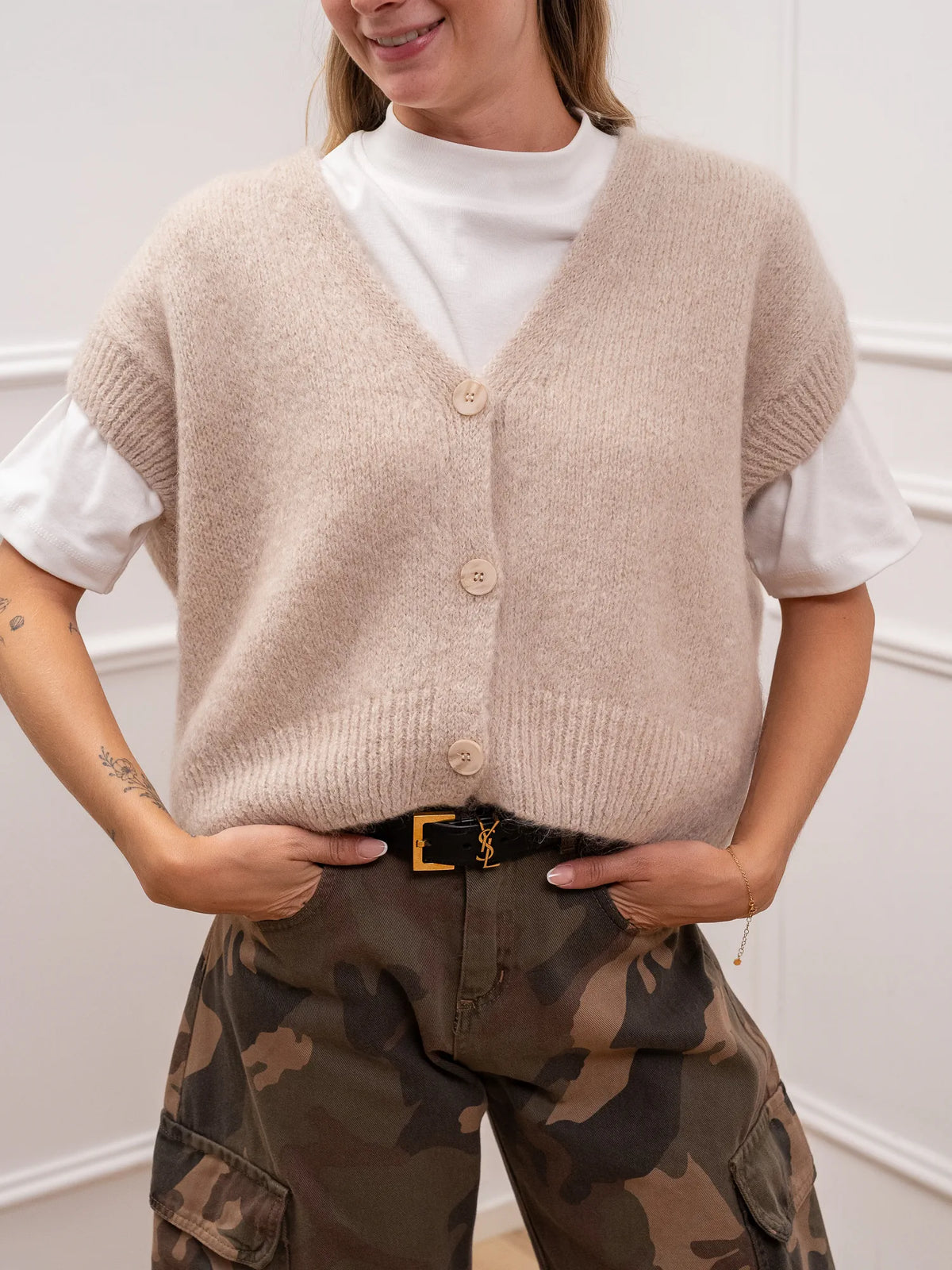 Gilet con bottoncini misto mohair - Philia Loft