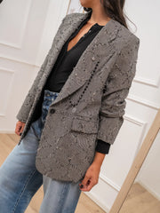 Giacca tweed bianca e nera sfrangiata - Philia Loft