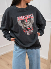 Felpa piombo stampa Rock and roll - HaveOne
