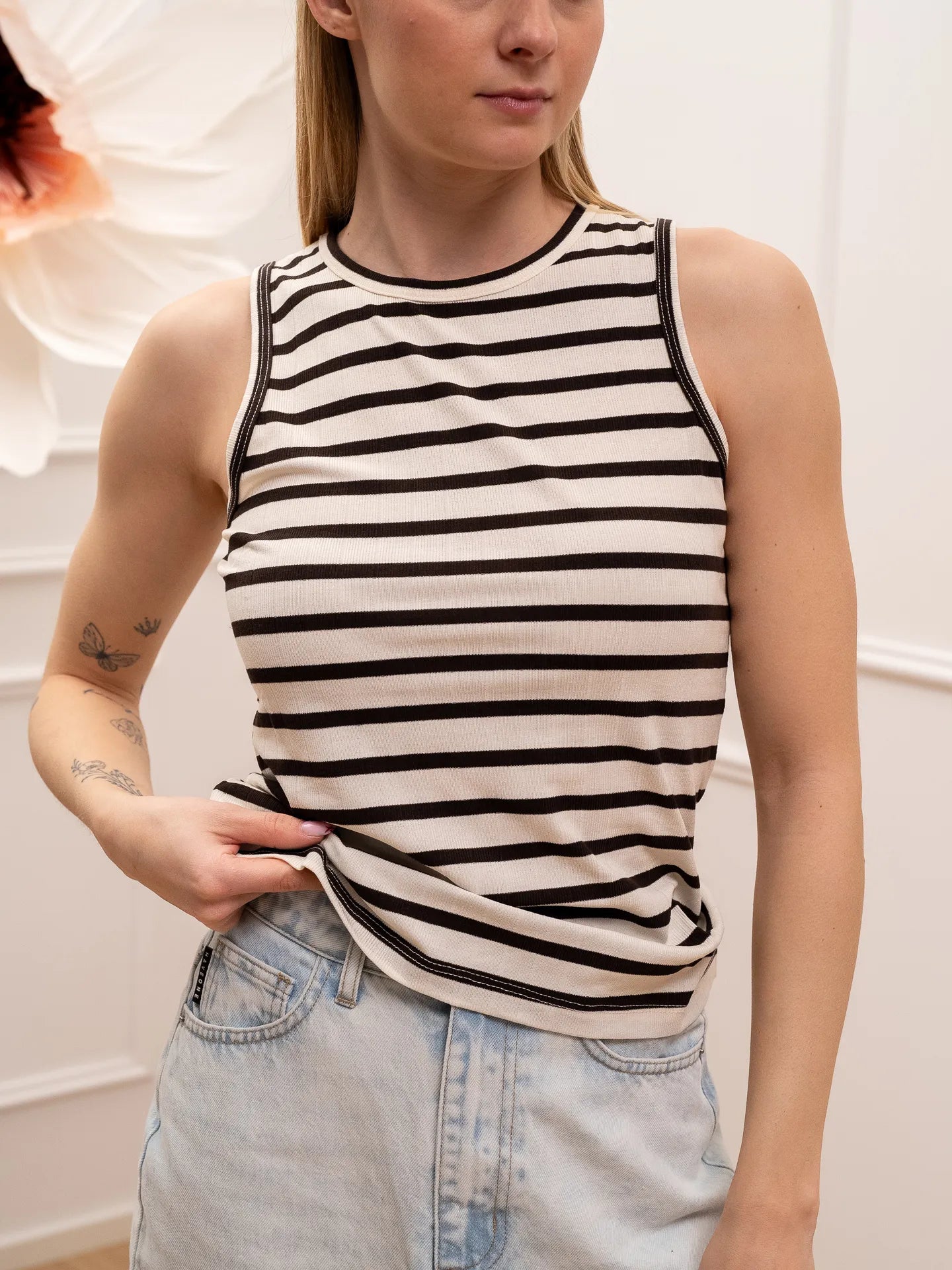 Canotta vogatore rigata panna e nero - HaveOne