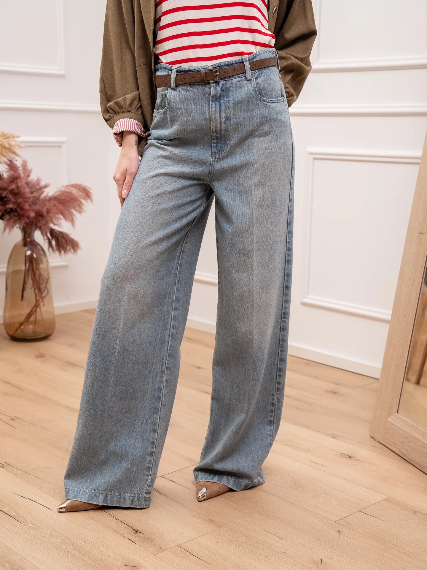 Jeans Blossom wide leg con cintura - Vicolo