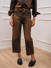 Jeans Elodie stone wash ruggine gamba dritta - Philia Loft