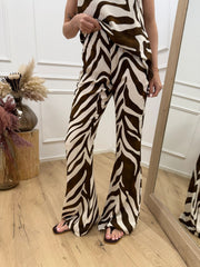 Pantaloni Sabine burro e cioccolato - HaveOne