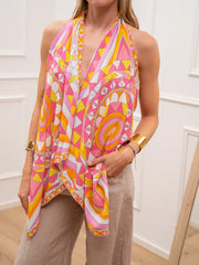 Top fazzoletto Emily rosa e arancio - Tensione In