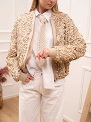 Bomber beige in rete con paillettes - HaveOne