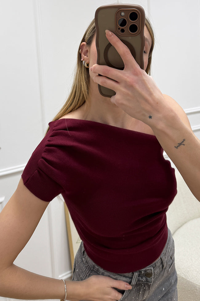 Maglia monospalla arricciata ribes - Kontatto