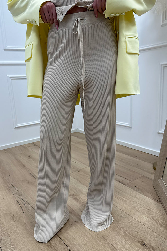 Pantaloni sabbia a costine in viscosa - Vicolo