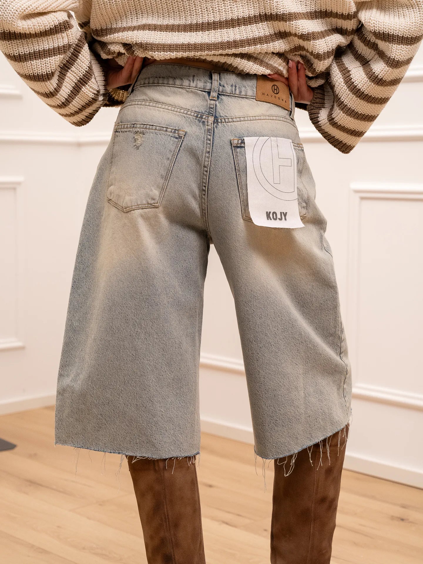 Bermuda Koji denim sabbiato con rotture - HaveOne