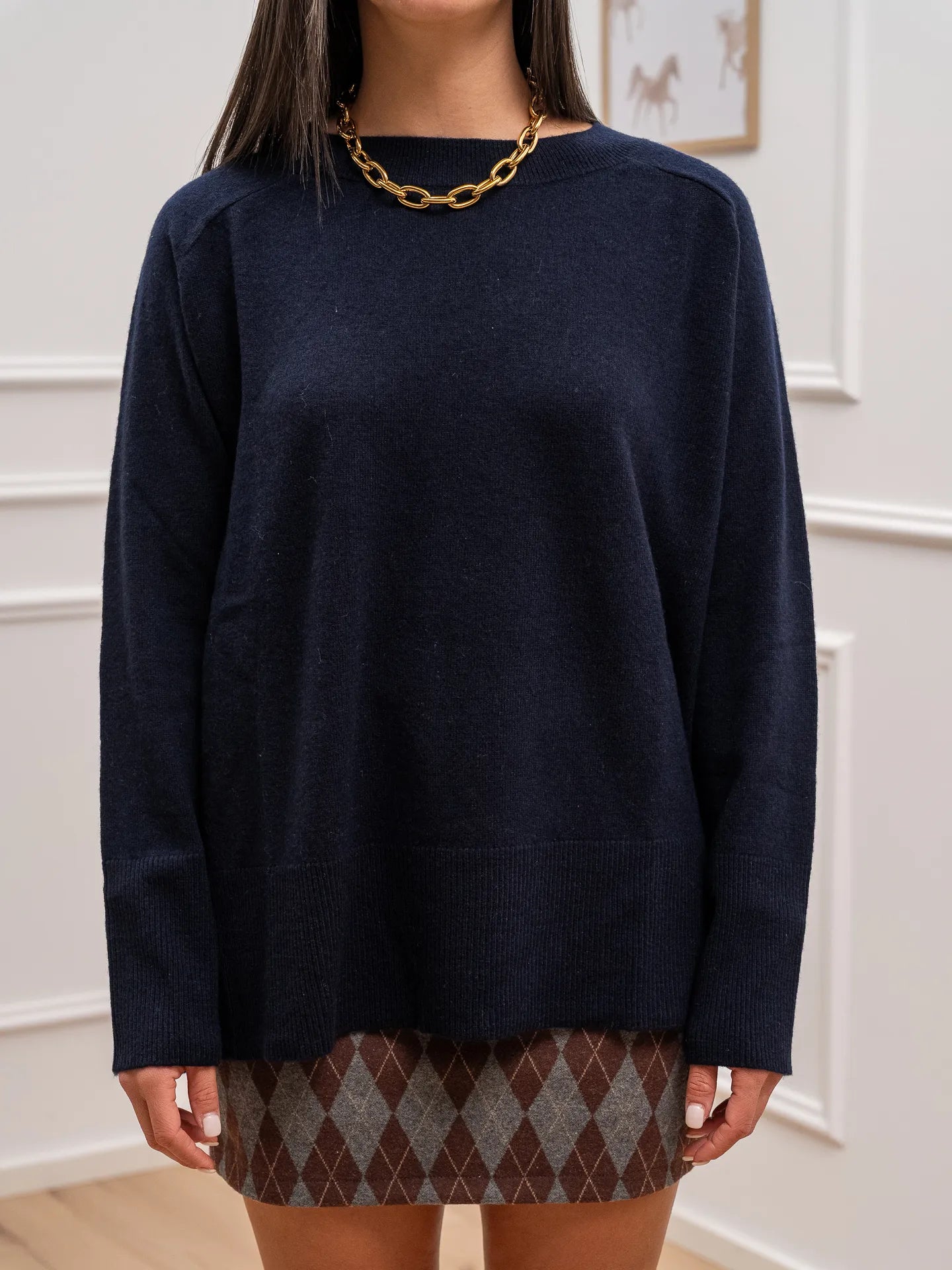 Maglia over blu 100% lana - Tensione In