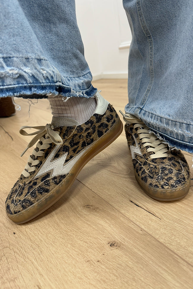 Sneakers sabbia in suede graffiato leopard - Moaconcept