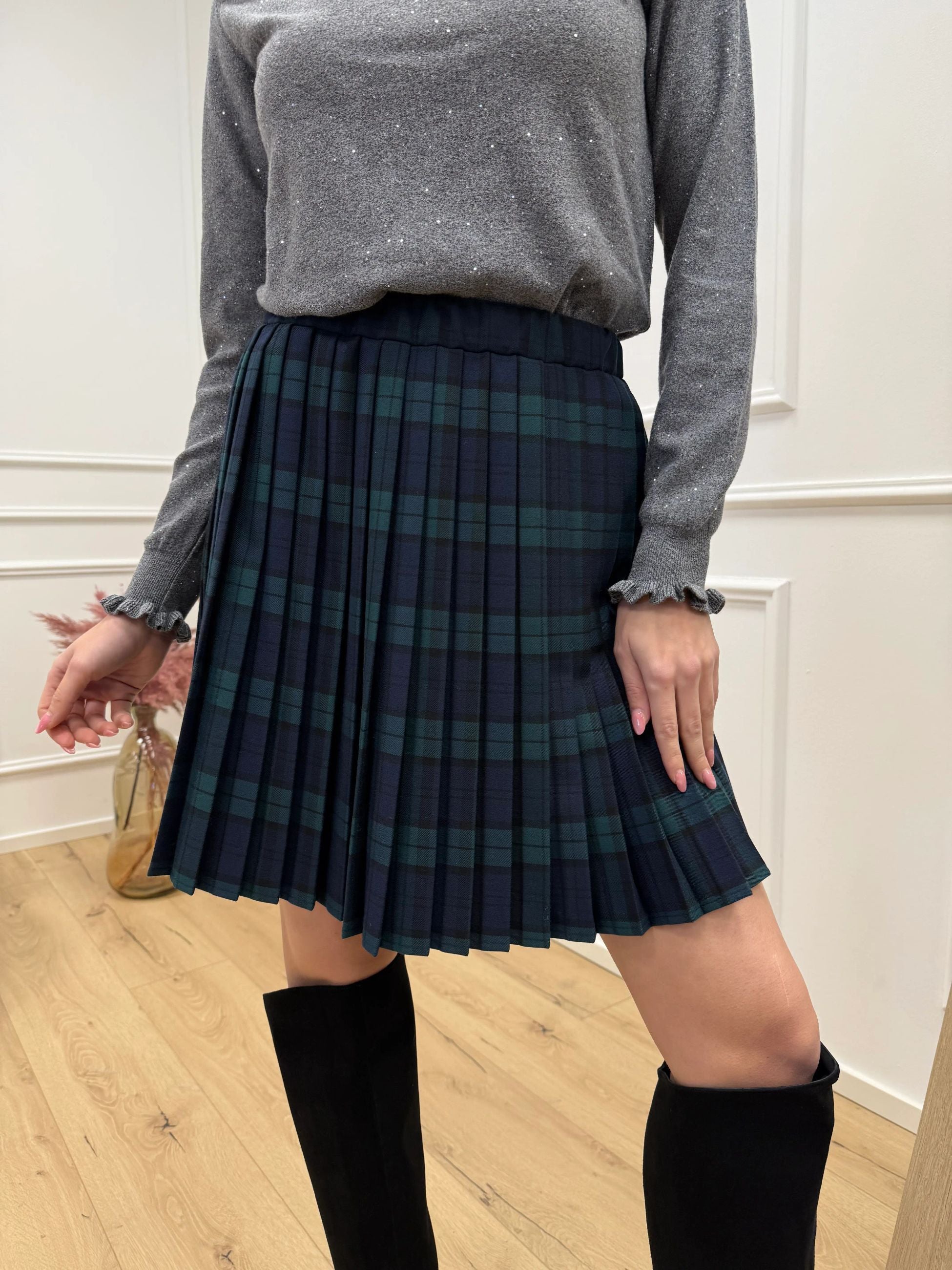 Gonna mini "Ginny" tartan blu, verde - Vicolo