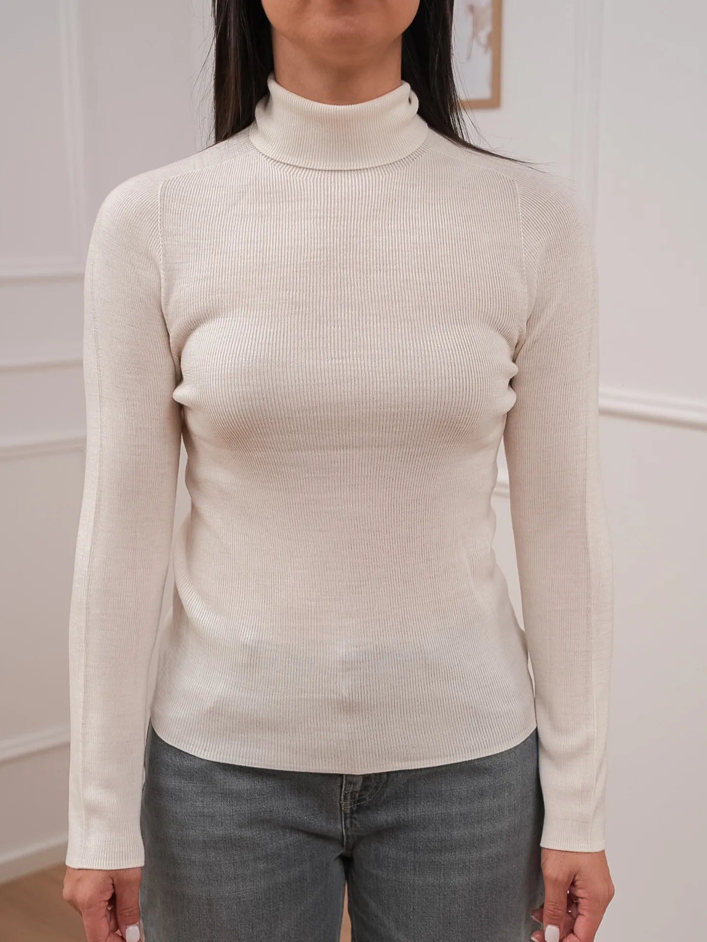 Maglia panna dolcevita 100% lana - HaveOne