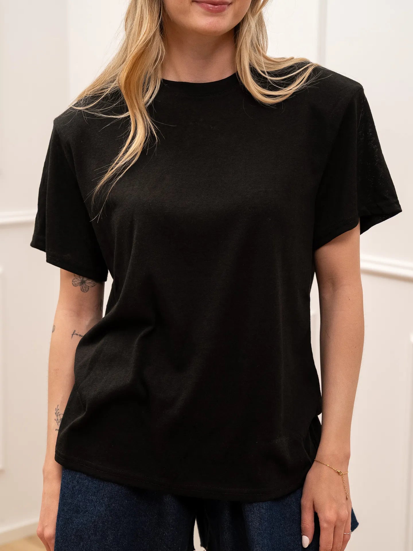 T shirt vedo non vedo nera a mezza manica - Crispy