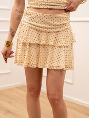 Gonna Elvira in mesh crema a pois - JJXX