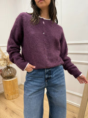 Cardigan soffice melanzana in alpaca - Kontatto
