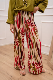 Pantaloni fluidi Tropical multicolor oliva - HaveOne