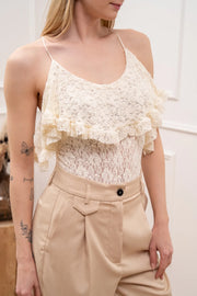 Body in pizzo burro scollo con gala - HaveOne