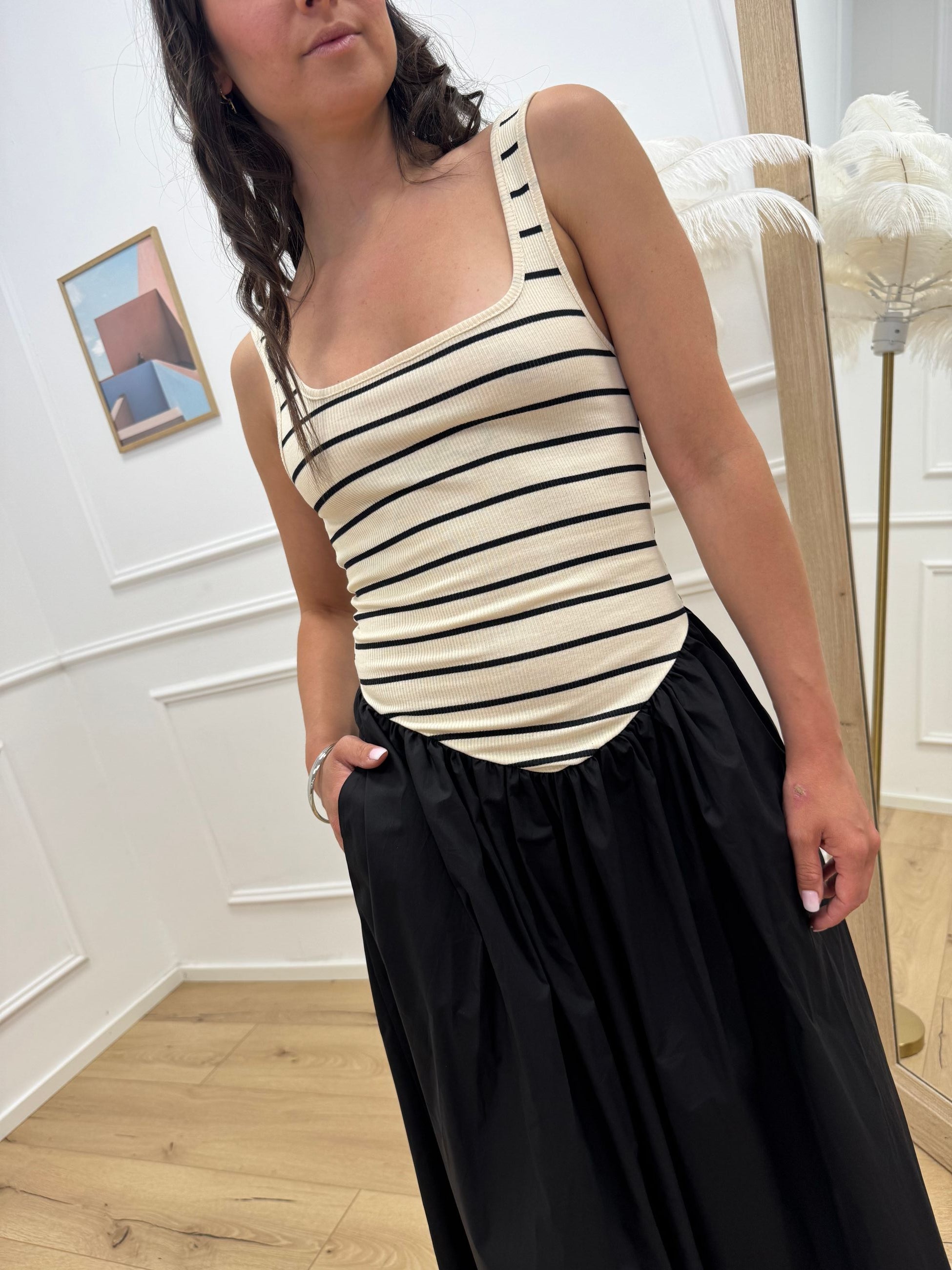 Vestito Dolly rigato panna e nero - Vicolo