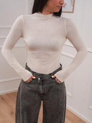 Maglia collo a cratere panna misto cashmere - HaveOne