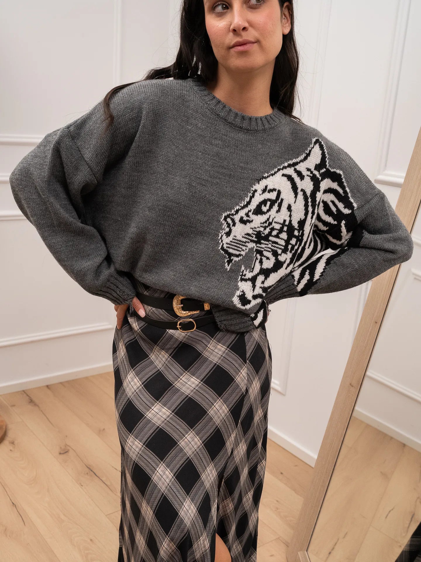 Maglia antracite con tigre destroy - HaveOne