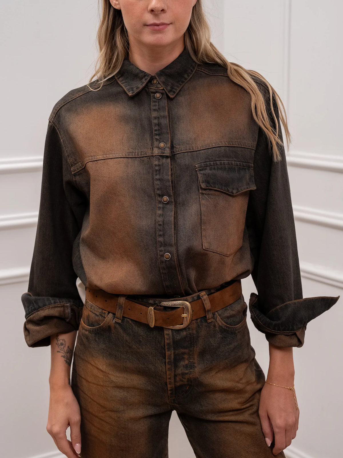Camicia Elodie stone wash ruggine - Philia Loft