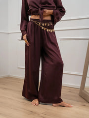 Pantaloni vino satinati in viscosa - Vicolo