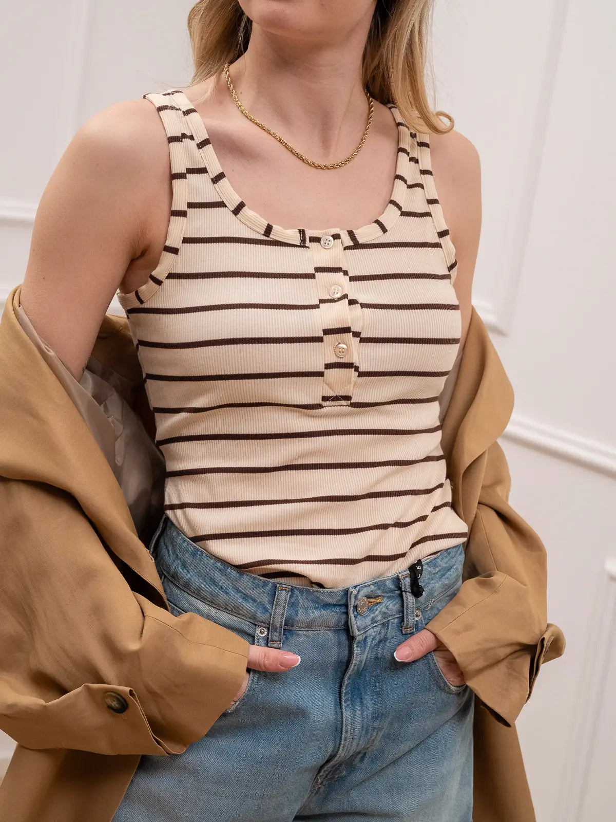 Canotta serafino riga moro etichetta logo sul retro - HaveOne