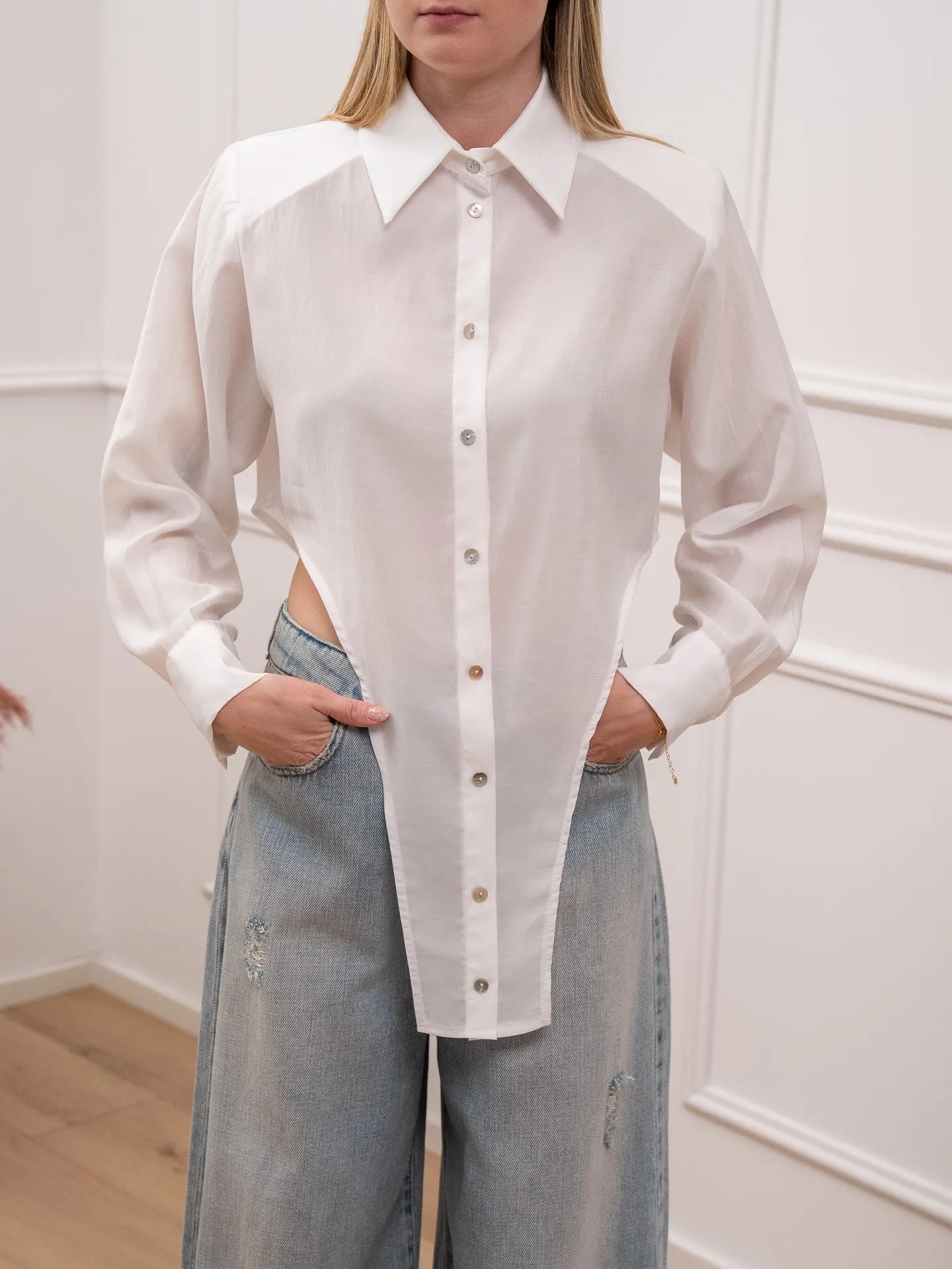 Camicia panna a punta in lyocell - HaveOne