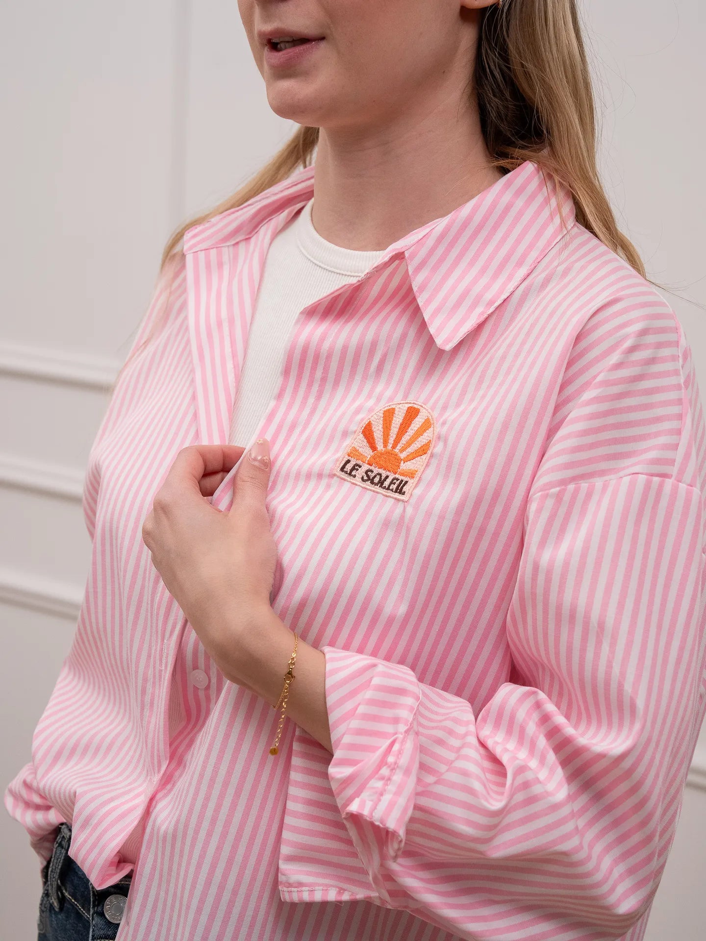 Camicia Le Soleil riga rosa - Crispy