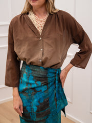 Camicia in voile di cotone sfumata moro - HaveOne