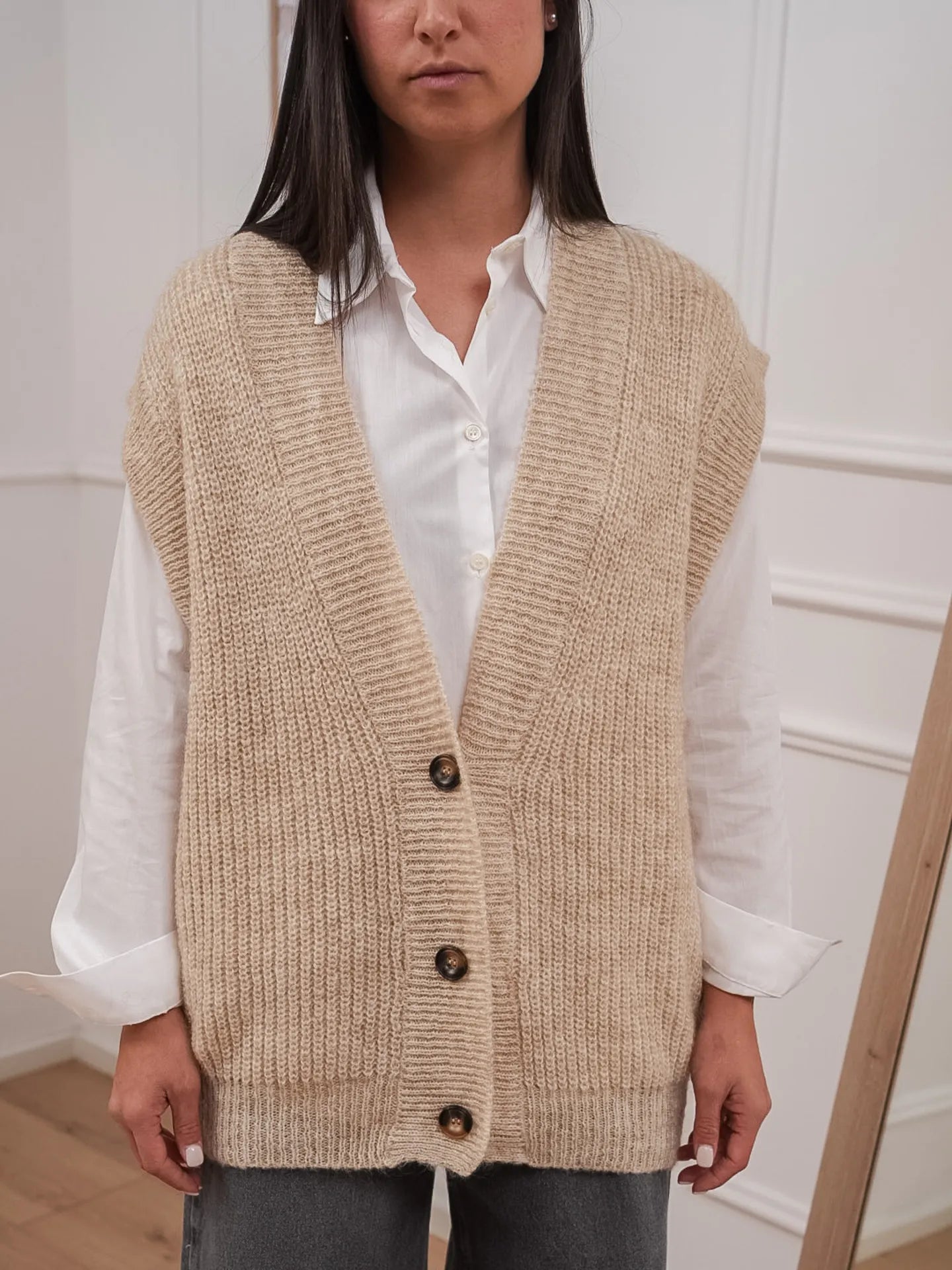 Gilet over naturale tre bottoni - Vicolo