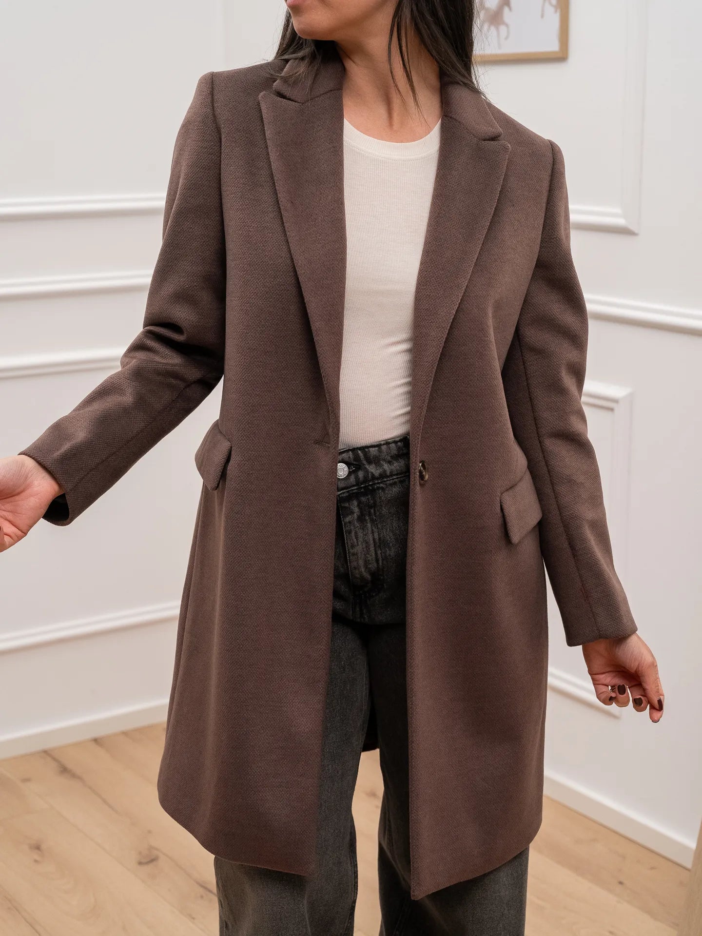 Cappotto slim fit moro ad un bottone - Dixie