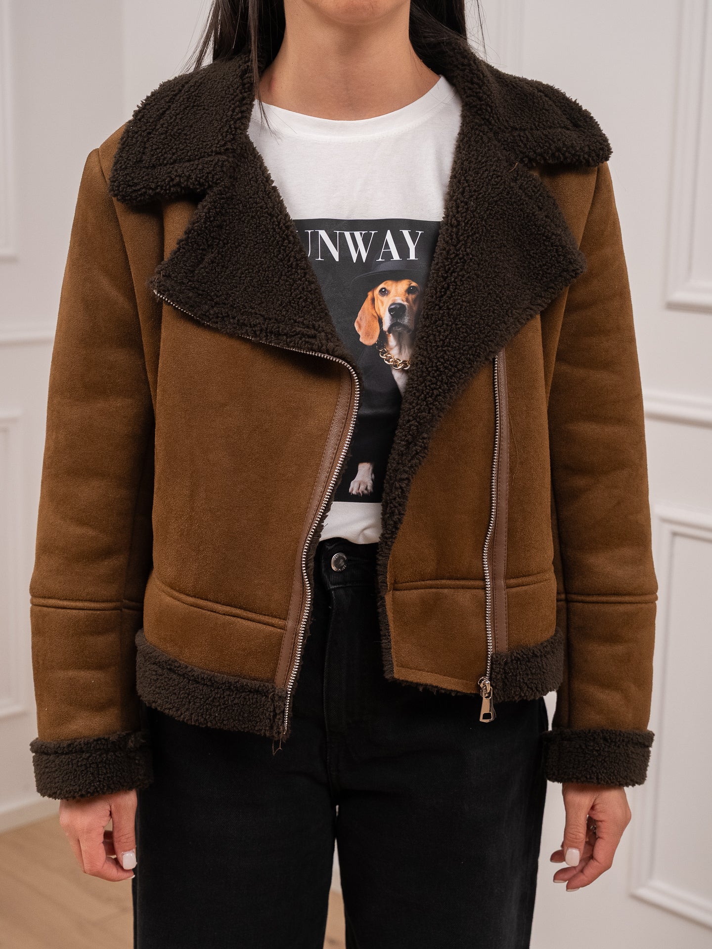 Montone scamosciato moro fit corto - HaveOne