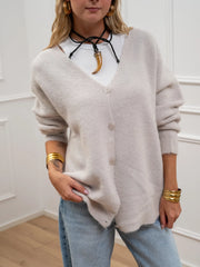 Cardigan lungo avorio alpaca superfine - Kontatto