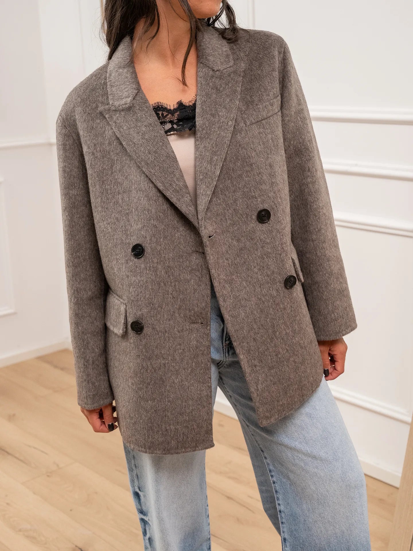 Cappotto corto fango doppiopetto - Vicolo