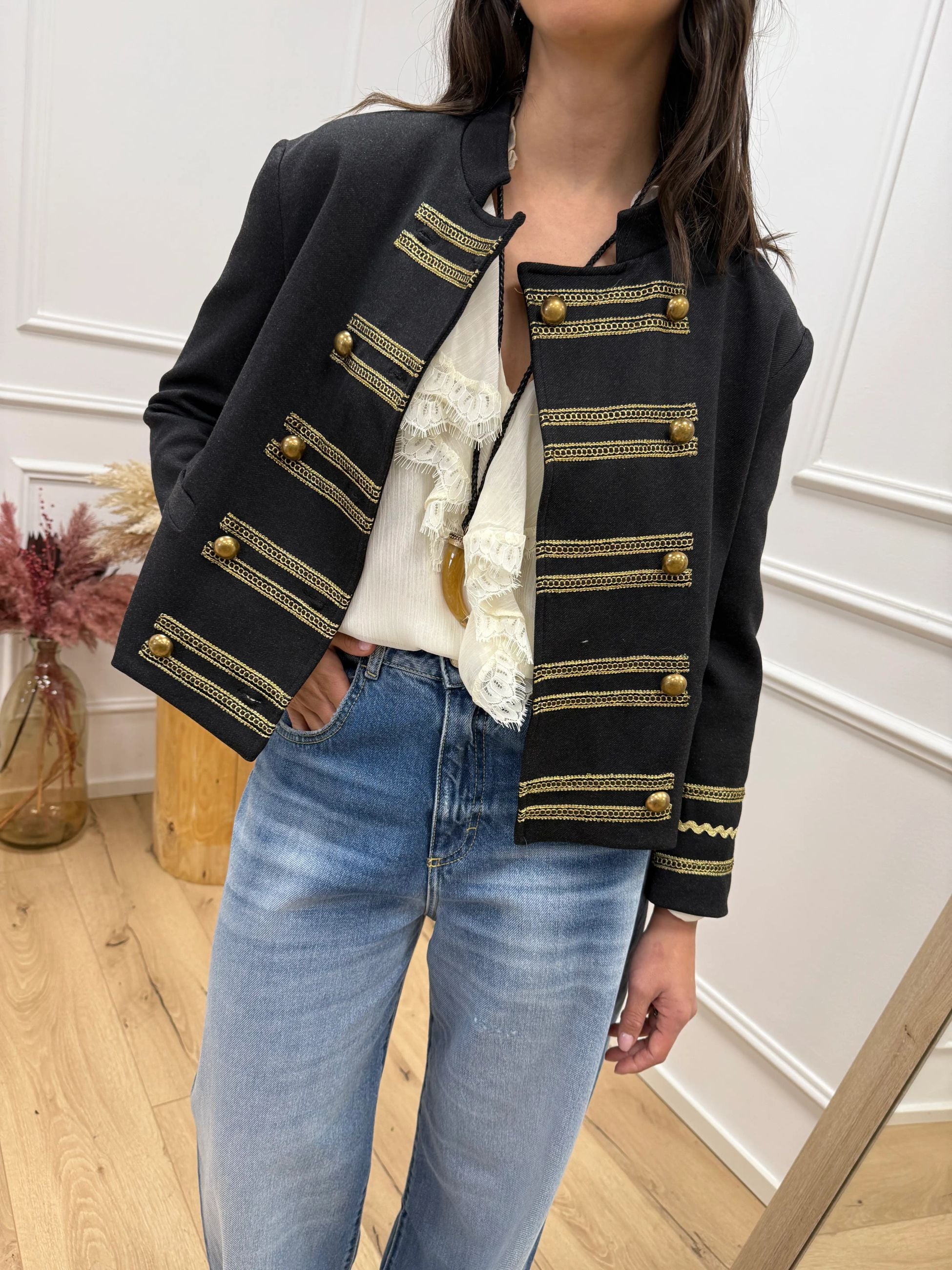 Giacca Napoleone crop nera - HaveOne