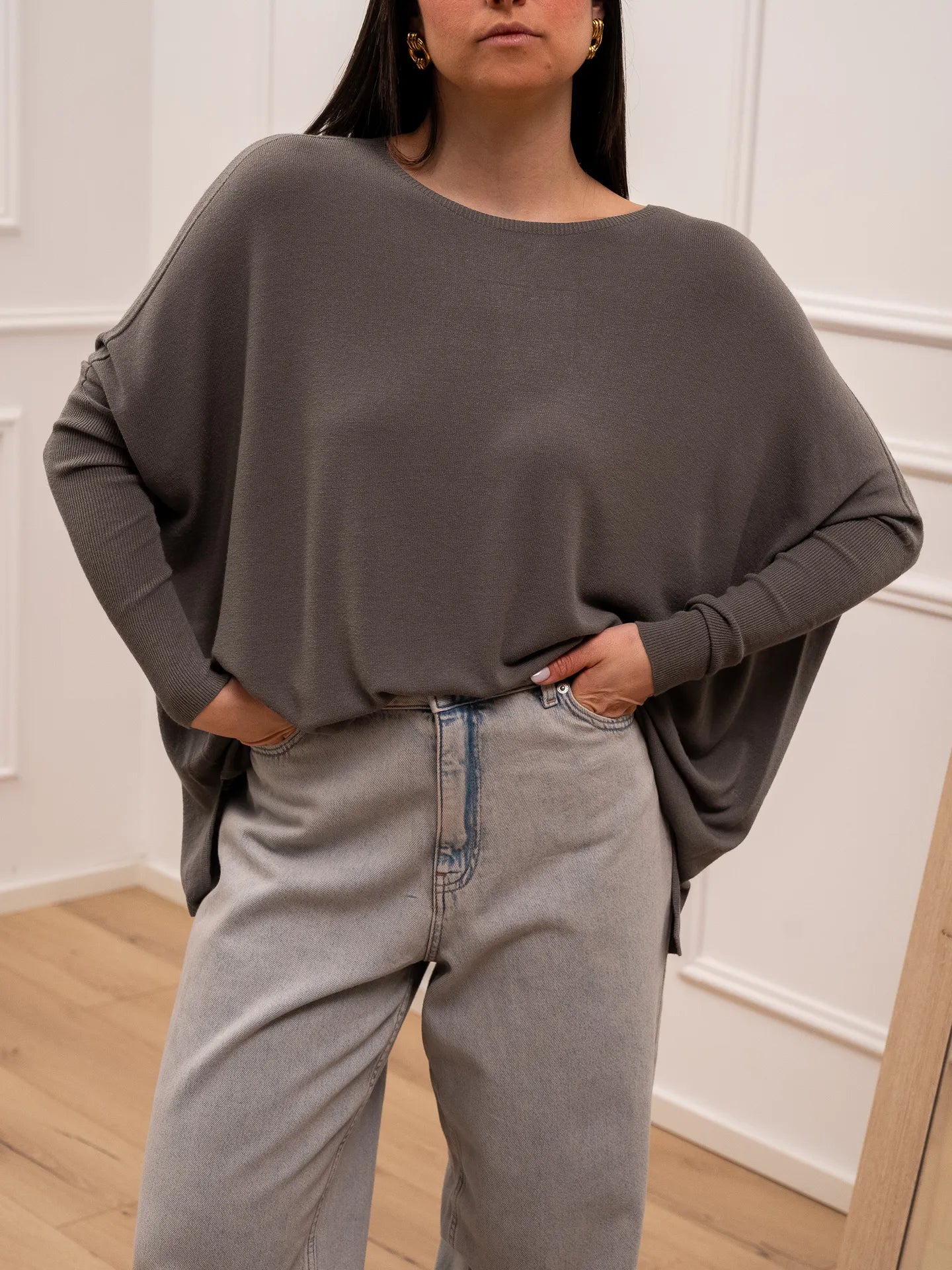 Maglia a scatoletta fumo manica pipistrello - Vicolo