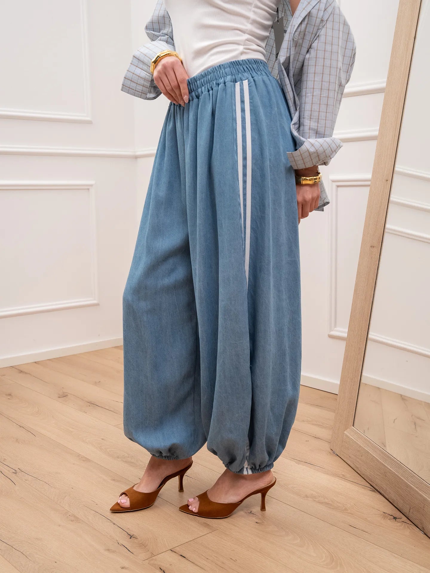 Pantaloni Jasmine denim con bande - Crispy