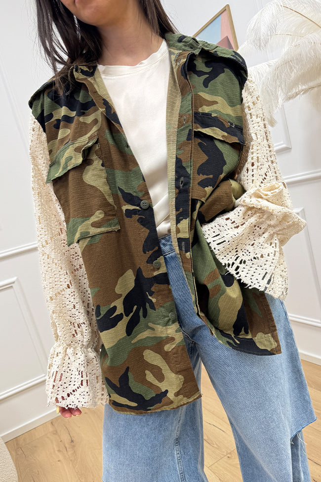 Giacca sahariana vintage maniche in maglia - HaveOne