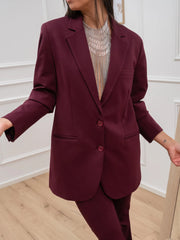 Giacca over prugna a due bottoni punto milano - HaveOne