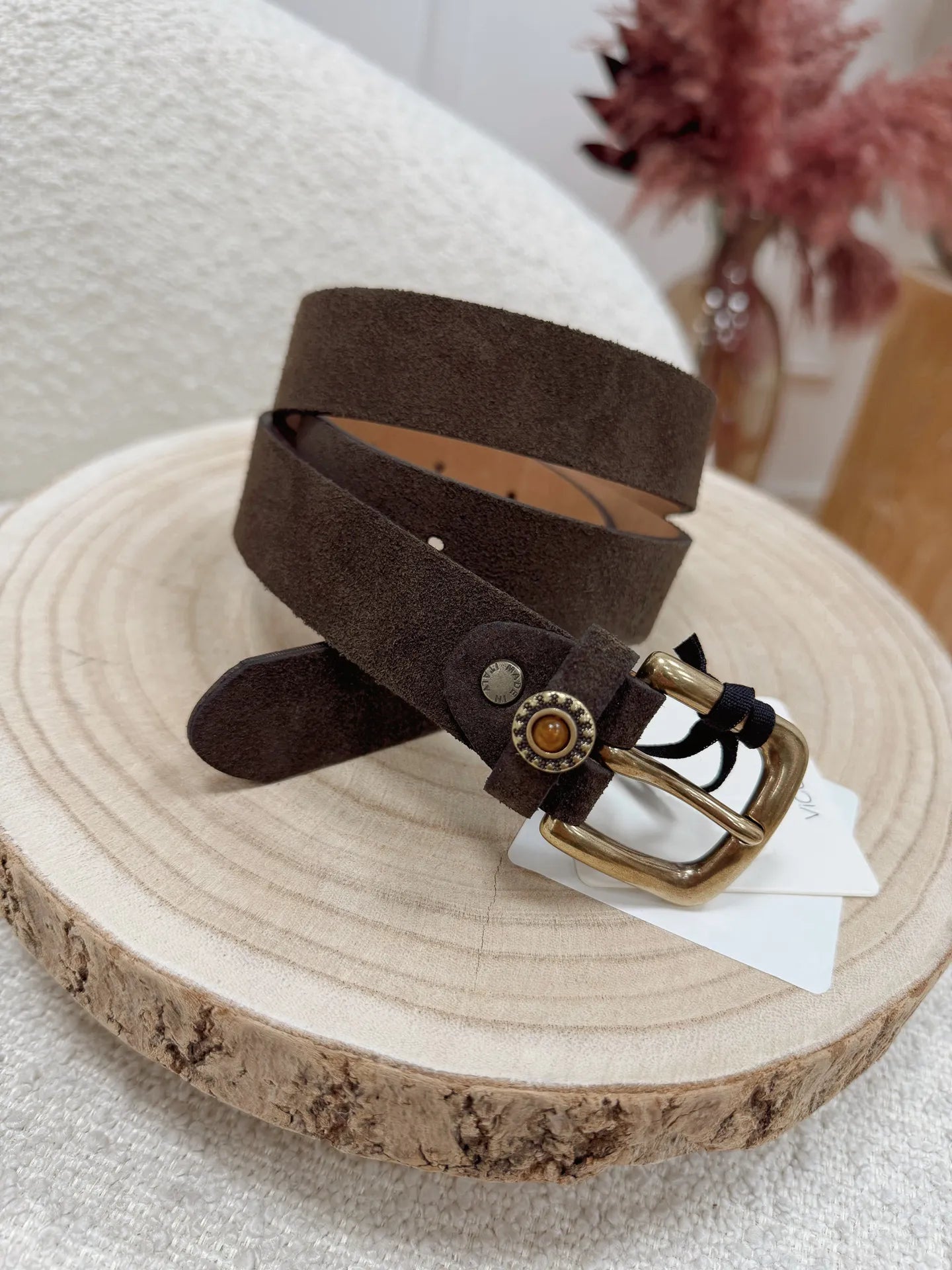 Cintura scamosciata moro con pietra ambra - Vicolo