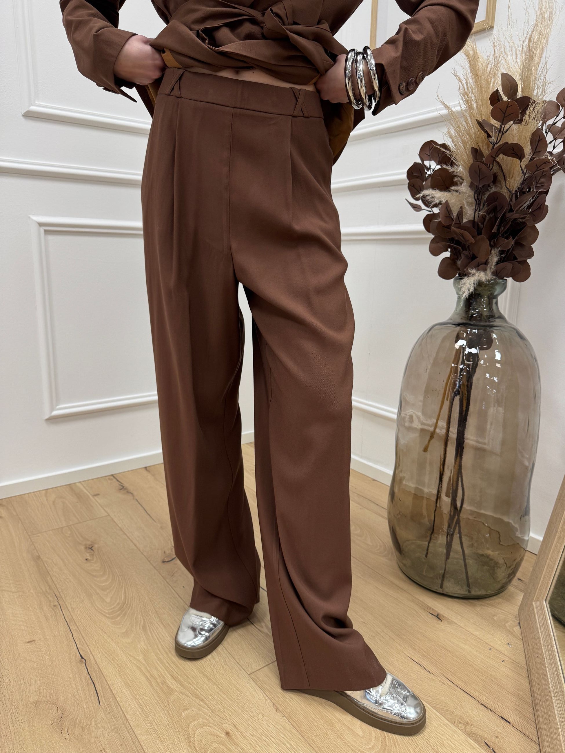 Pantaloni palazzo cioccolato con elastico - SoAllure