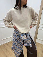 Maglia panna con cuciture a vista a scatola - HaveOne