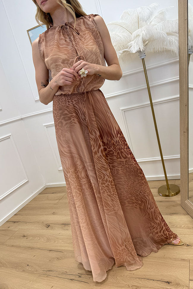 Vestito lungo in chiffon ruggine degrade - SoAllure