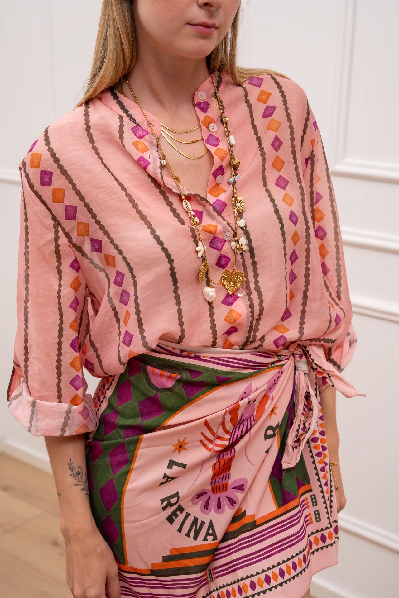 Camicia rosa fantasia mini Rombi - HaveOne